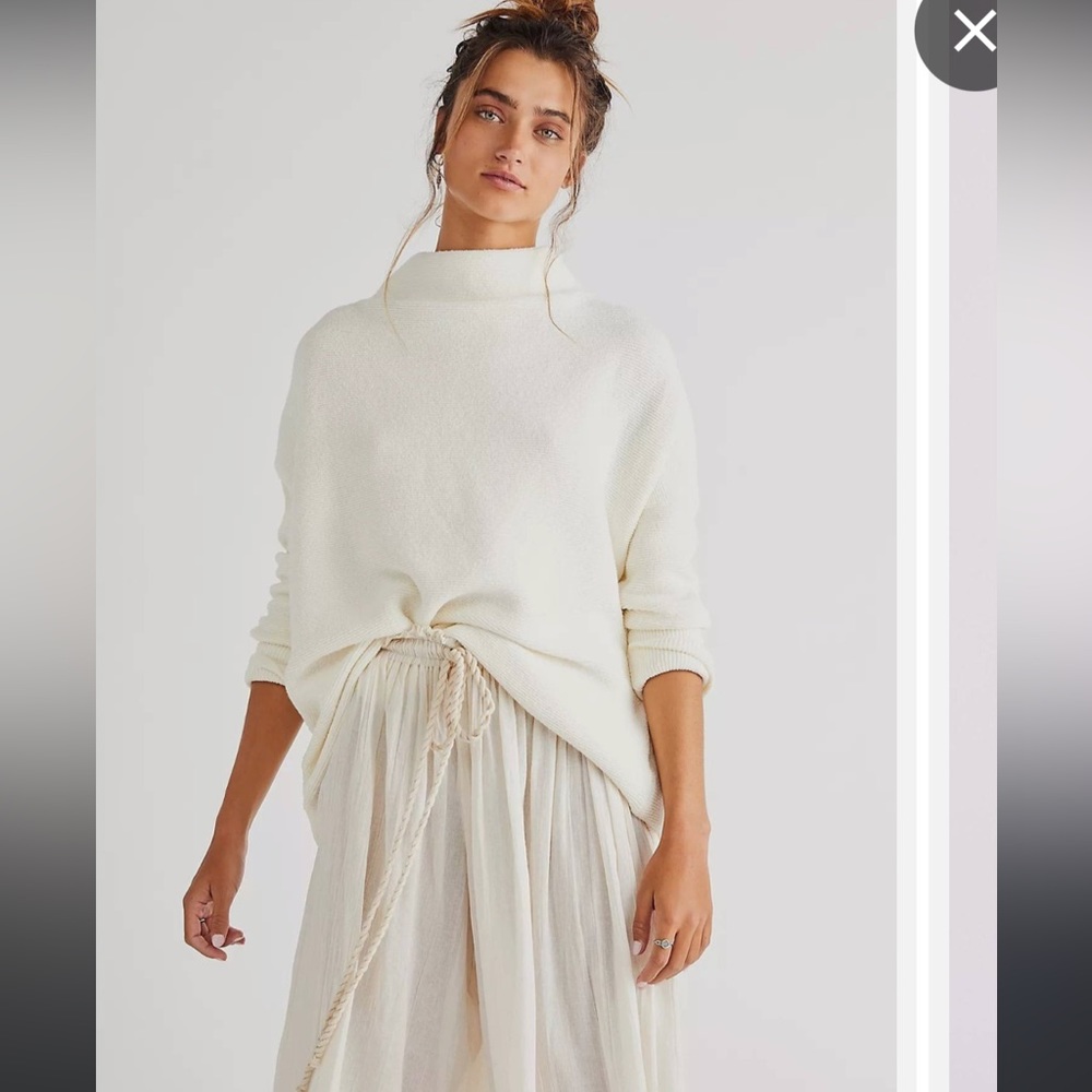 Free People Ottoman Slouchy Tunic Sweater- Cream XS